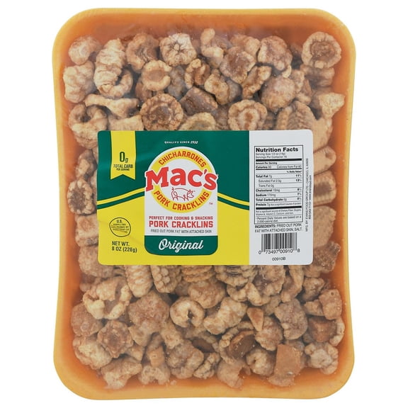 Macs - Pork Craklins Original Tray - 8 Oz, Case of 12