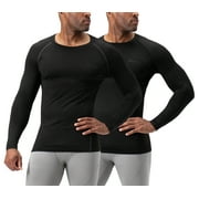 DEVOPS Macshiftservice Men's Thermal Long Sleeve Compression Shirts, 2 Pack (X-Large, Black)