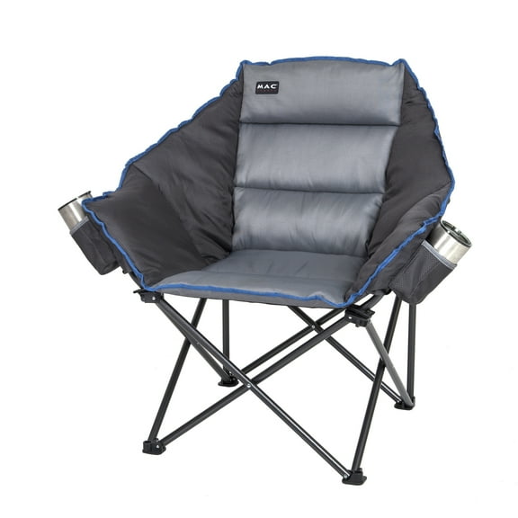 Macsports Padded Camping Folding Club Chair, Weight Capacity 500 lbs, Dark Gray