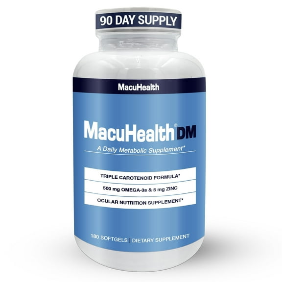 MacuHealth Daily Metabolic Triple Carotenoids, with EPA/DHA Omega-3 - Vital Minerals with Zinc – 180 Softgels for Long-Lasting Use