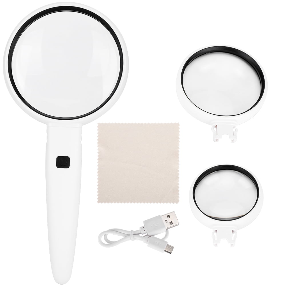 Optical Grade Lens Magnifier, Rechargeable With 2 Pure White Leds ...