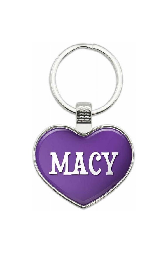 Macy - Names Female Metal Heart Keychain Key Chain Ring, Purple