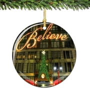 Macys Christmas Ornament, Porcelain Believe