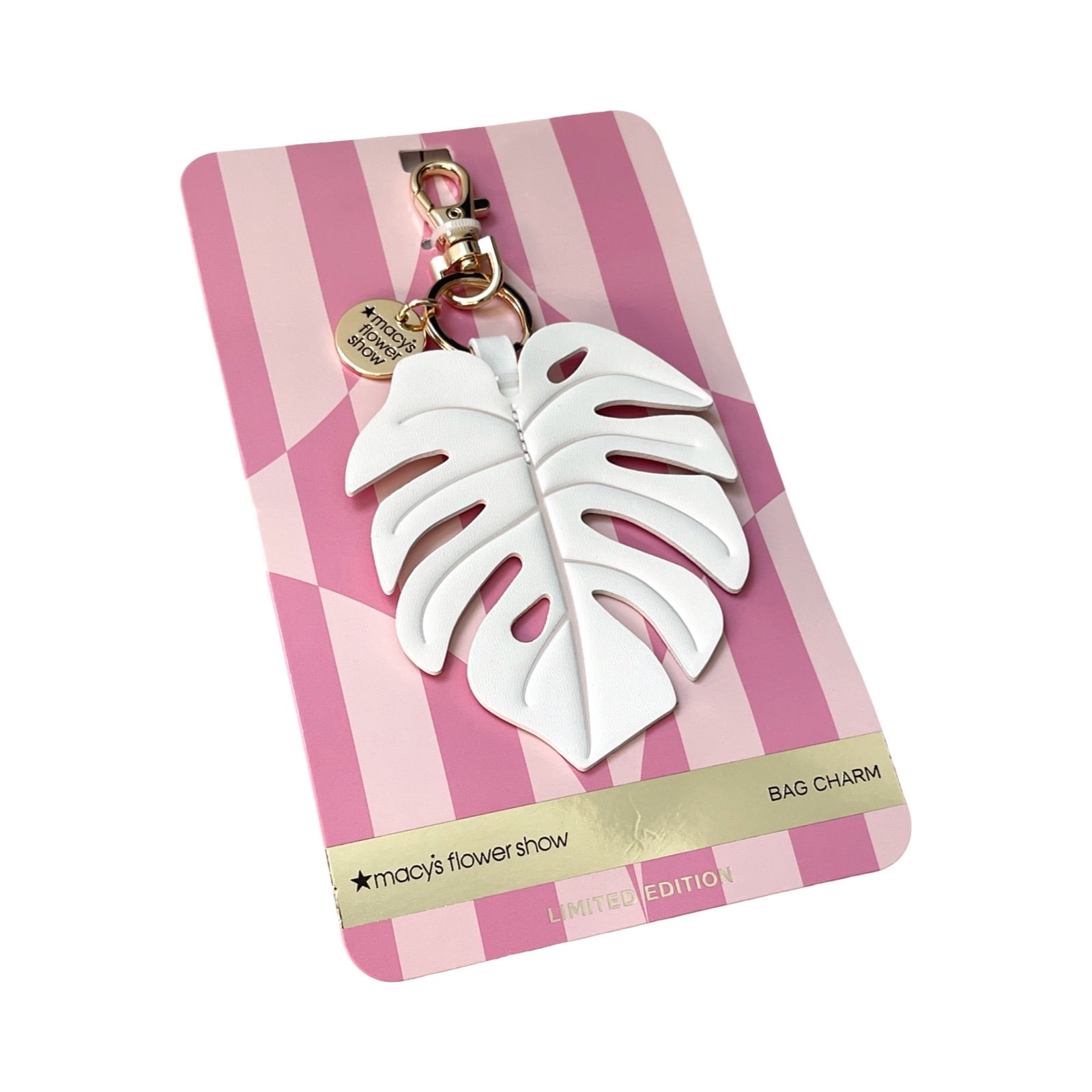 Macy's Flower Show 2025 Monstera Leaf Women's Bag Charm Keychain Ivory White