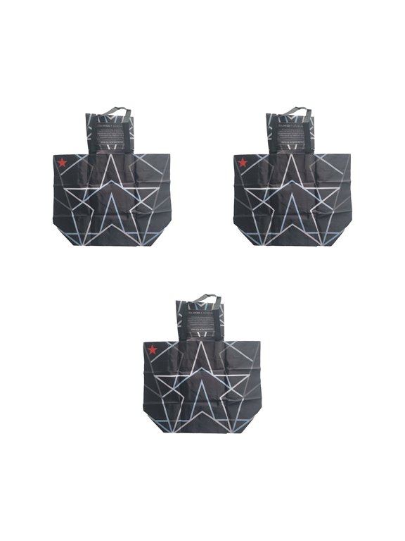 Macys X Oceancycle from Beach to Bag 1 Reusable Shopping Tote Bags Choose Style, Blue Black, Large – Set Of 3 Star, Large