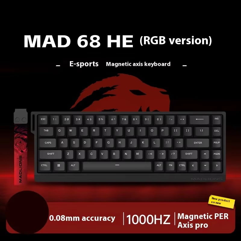 Mad 60he Mad 68he Wired Mechanical Keyboard Gaming Magnetic Switch RT 0.02mm 0.04mm 8K Polling Rate RGB Hotswap Keyboard