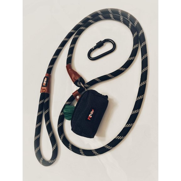Mad About Mutts PACKAGE: Hybrid Climbing Rope Dog Leash with Waste Bag Holder & Dispenser.