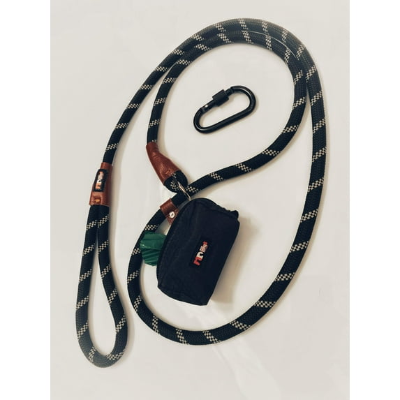 Mad About Mutts PACKAGE: Hybrid Climbing Rope Dog Leash with Waste Bag Holder & Dispenser.