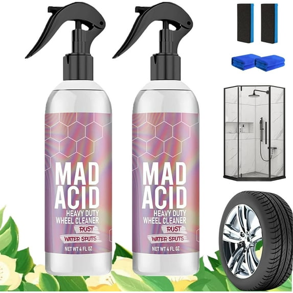 Mad Acid-Mad Acid Glass Cleaner, Mad Acid Heavy Duty Wheel Cleaner, Mad Acid All Purpose Shower Cleaner, Mad Detailing Products, For Bathroom,Car, Furniture