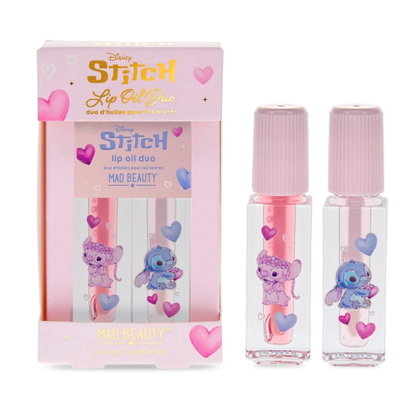 Mad Beauty I Heart Stitch Lip Oil Duo, Raspberry & Rhubarb Scent