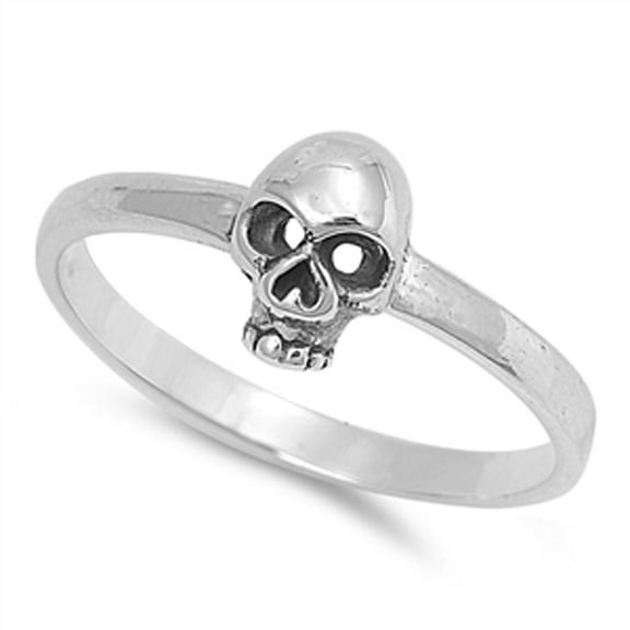 Mad Biker Skull Eye Cutout Ring 925 Sterling Silver Band Jewelry Female Male Unisex Size 4