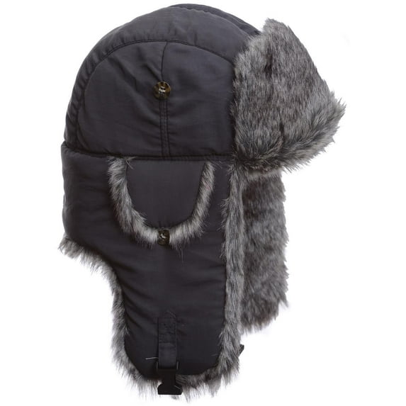 Mad Bomber Men's Grey Supplex Faux Fur Bomber Hat