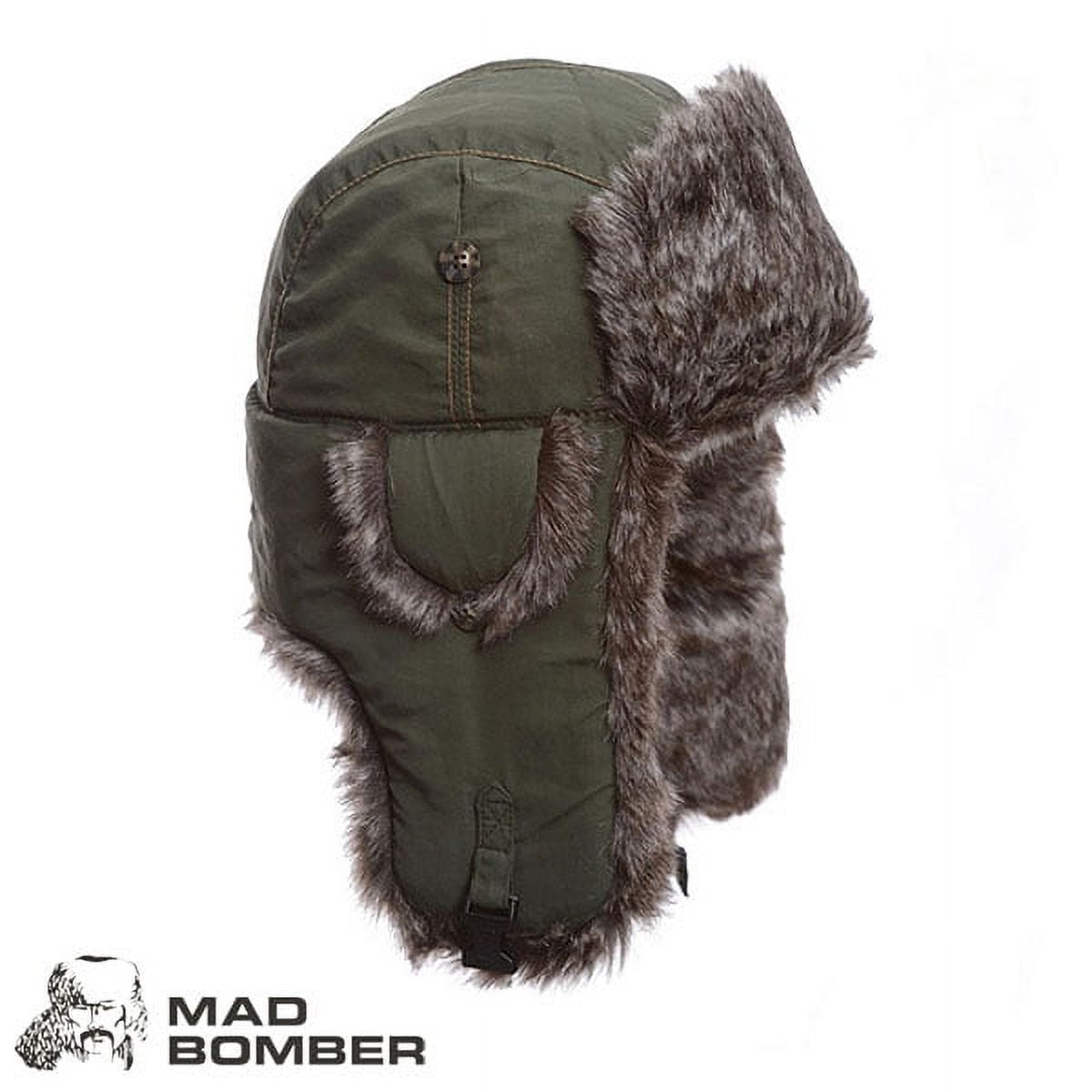 Mad Bomber Supplex Bomber Hat (L)- Olv/Brn Faux Fur