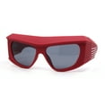 thumbnail image 1 of Mad Brow Line Super Thick Temple Angular Flat Top Plastic Sunglasses Red - Black, 1 of 4