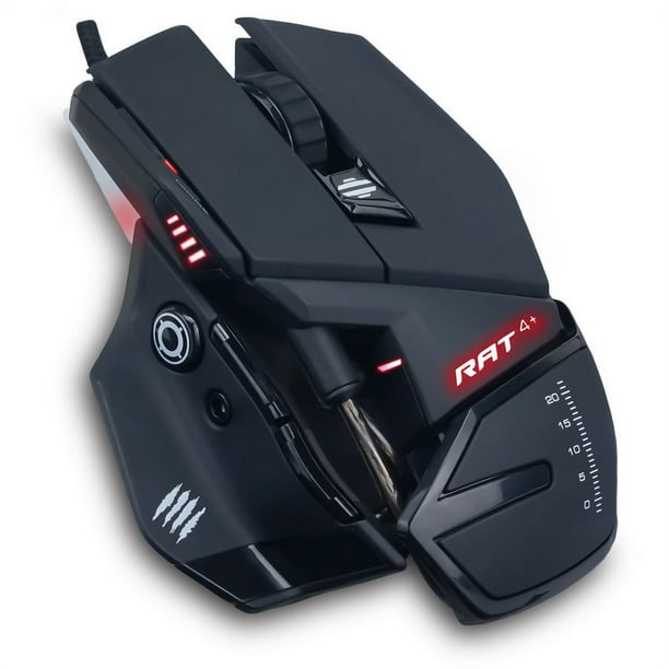 Mad Catz The Authentic R.A.T. 4+ Optical Gaming Mouse - PixArt PMW3330 - Cable - Black - 1 Pack - USB 2.0 - 7200 dpi - 9 Button(s)