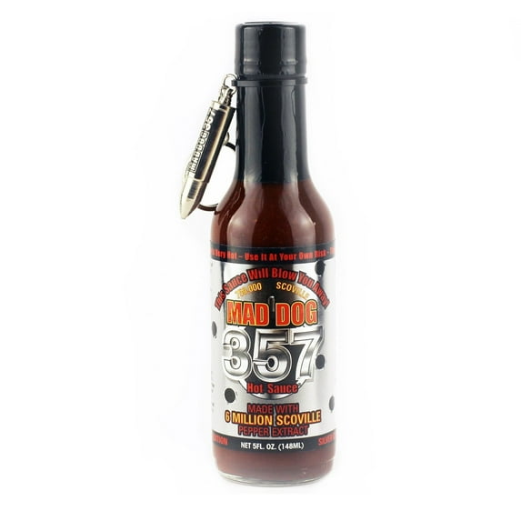 Mad Dog 357 Silver Collector's Edition with bullet Key Chain Hot Sauce, 5 Ounce Standard Packaging NEW