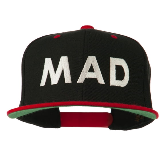 Mad Embroidered Two Tone Snapback Cap - Black Red OSFM