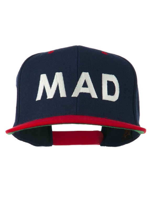 Mad Embroidered Two Tone Snapback Cap - Navy Red OSFM