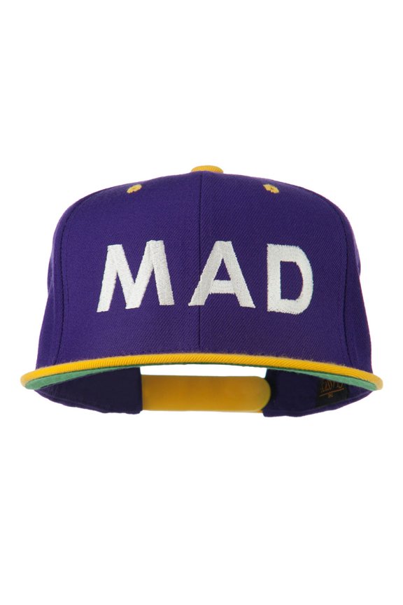 Mad Embroidered Two Tone Snapback Cap - Purple Gold OSFM