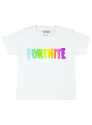 Fortnite Video Game Boy's White Fishing Short Sleeve T-Shirt Large 10-12