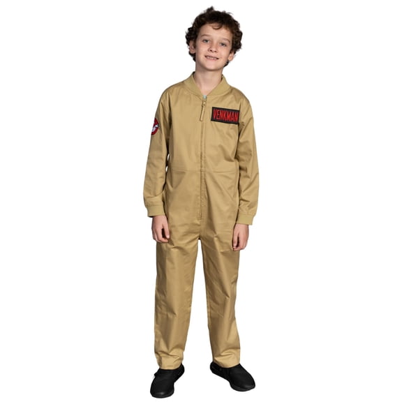 Mad Engine Ghostbusters Kids Costume with 4 Interchangeable Patches - Cosplay Zip-up Jumpsuit for Halloween