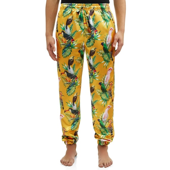 Mad Engine Men's Satin Birds of Paradise Pajama, Yellow