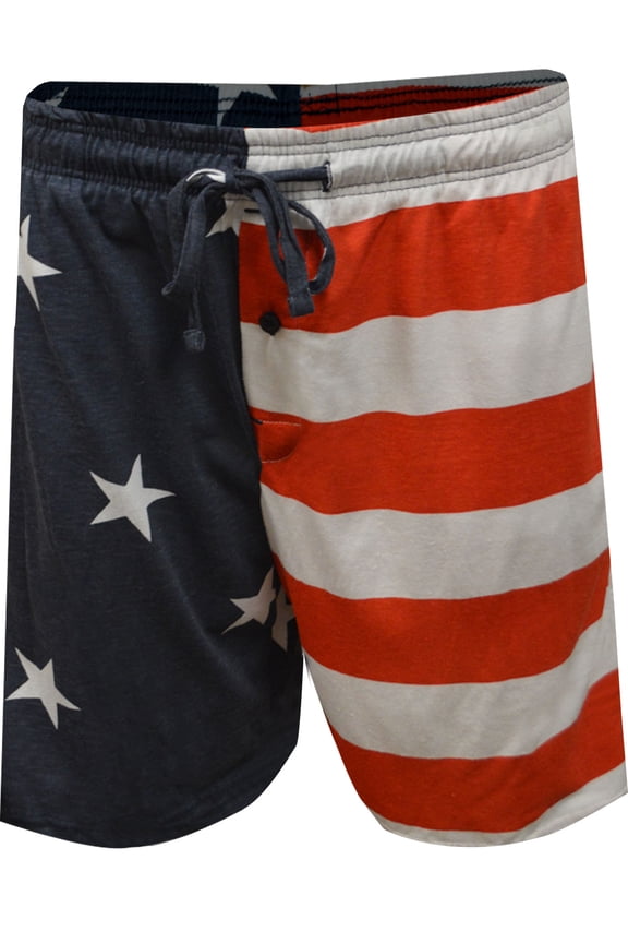 Mens American Flag Guys Pajama Lounge Shorts (Medium)
