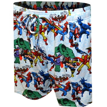 Mad Engine Mens Marvel Comics Heroes Collection Lounge Shorts (Large)