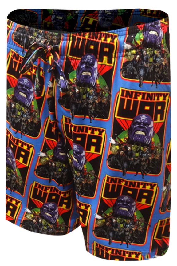 Mens Marvel Comics Infinity War Avengers and Thanos Lounge Shorts (Small)