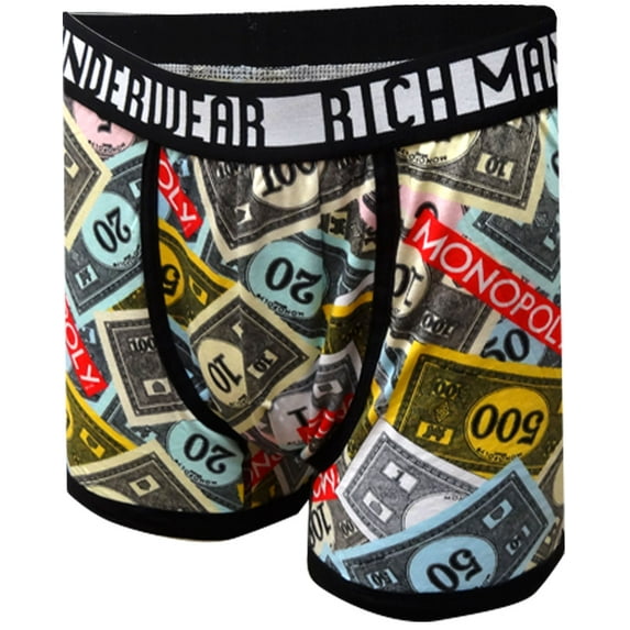 Mad Engine Mens Monopoly Money Dollars Underwear Boxer Briefs (Medium)