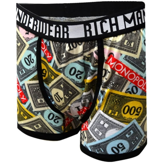Mad Engine Mens Monopoly Money Dollars Underwear Boxer Briefs (Small)