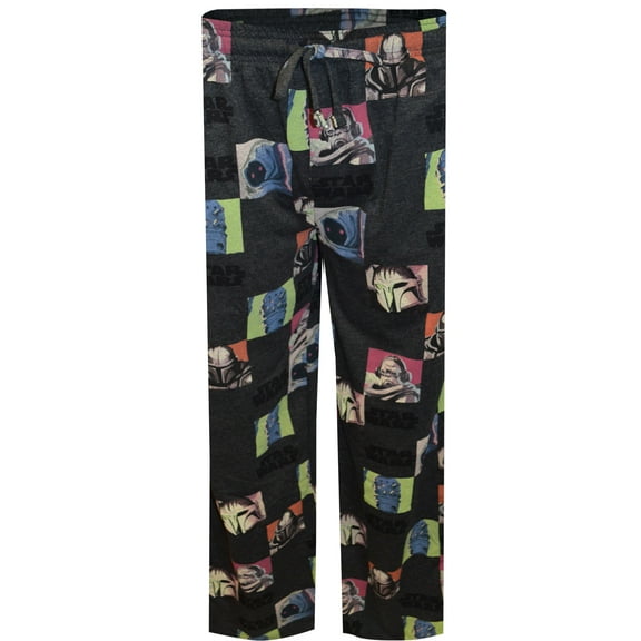 Mad Engine Mens Star Wars Mandalorian Character Blocks Gray Lounge Pant (Large)