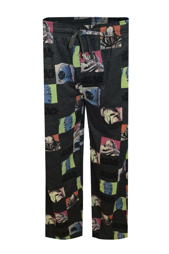 Mens Star Wars Mandalorian Character Blocks Gray Lounge Pant (Large)