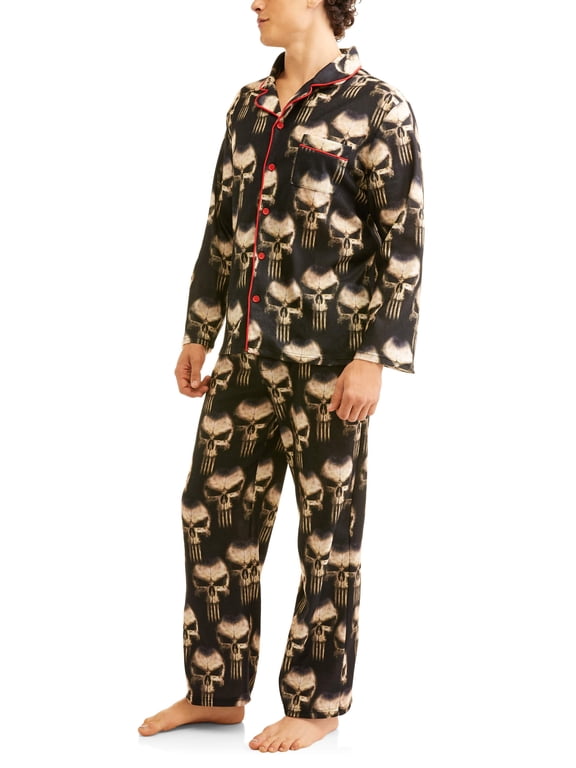 Mens The Punisher Modern Flannel Traditional Pajama (Small)
