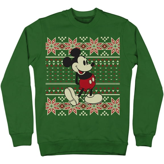 Mad Engine Mickey Mouse Christmas Snowflake Pattern Cotton, Sweatshirt (Unisex S)