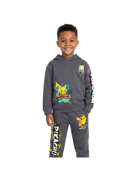 Mad Engine Pokmon Pikachu Boys Hoodie and Jogger Set Graffiti Graphic 2-Piece Outfit, Sizes XSXL