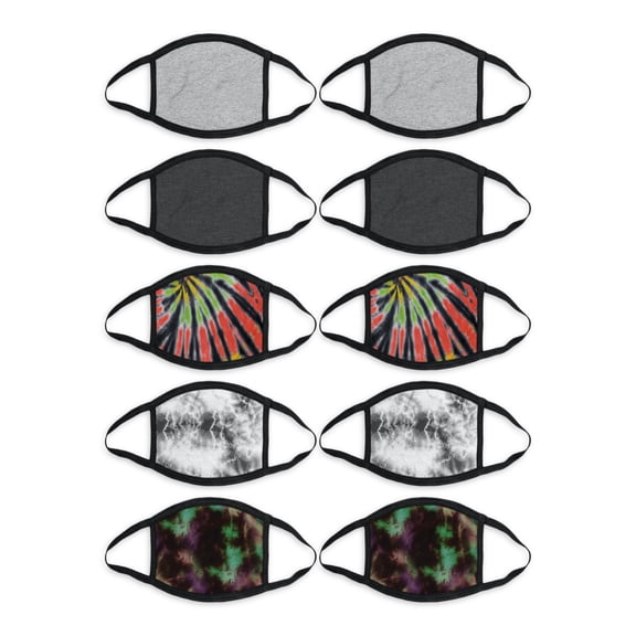 Mad Engine Solid Print Adult Face Mask, One Size, Reusable, Easy To Breathe, 10-Pack