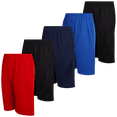 thumbnail image 1 of Mad Game Boys' 5 Pack Mesh Lightweight Active Performance Solid Basketball Shorts with Pockets (Size: 8-18), 1 of 7