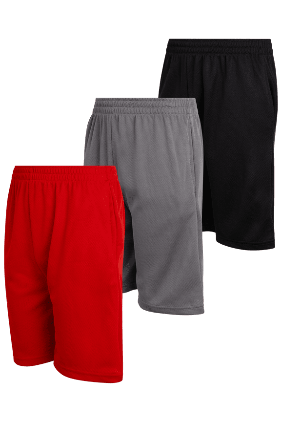 Boys Active Shorts - 3 Pack Lightweight Performance Mesh Basketball Shorts (8-18)