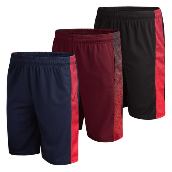 Mad Game Men's Active Shorts - 3 Pack Athletic Quick Dry Gym Basketball Shorts with Side Pockets and Drawstring (Sizes: S-XL)