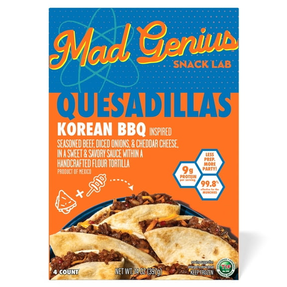 Mad Genius Korean BBQ Quesadillas, 14 oz (Frozen), 9g of Protein per Serving