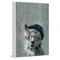 Mad Hatter Llama Floater Framed Painting Print on Canvas