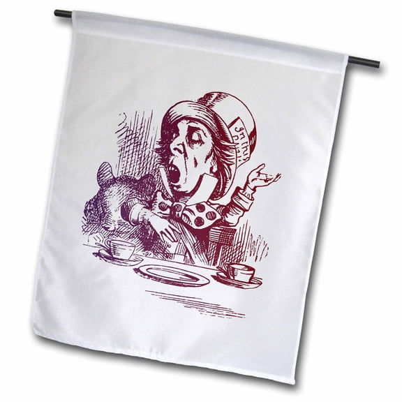 3dRose, Mad Hatter Tea Party vintage Alice in Wonderland, 12 x 18 inch Garden Flag