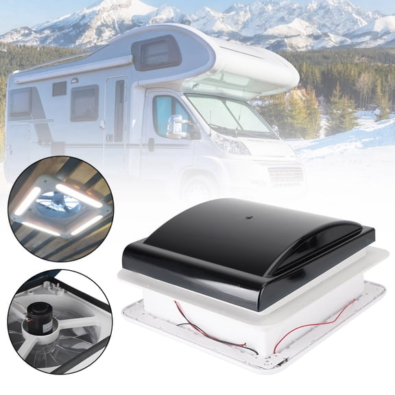 Mad Hornets 14" RV Caravan Roof Vent Manual RV Camper Fan 12V Skylight With LED Light