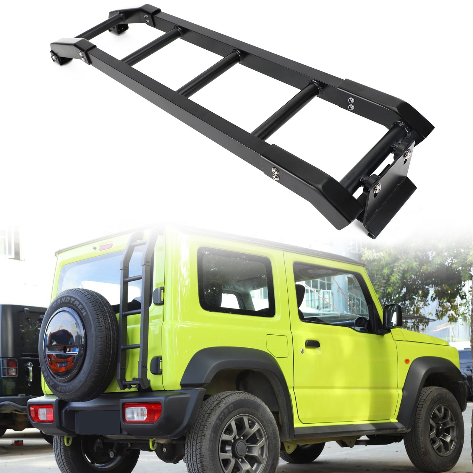 Mad Hornets New Aluminum Car Rear Tail Door Ladder Climbing Fit For Suzuki Jimny 2019+ BLK