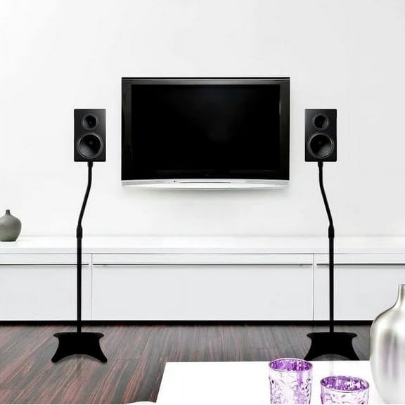 Mad Hornets Speaker Stands for Surround Sound and Home Theater Speakers, Floor-Standing Height Adjustable Mounts, 1-4 Pairs, 10 Lb Capacity, Black
