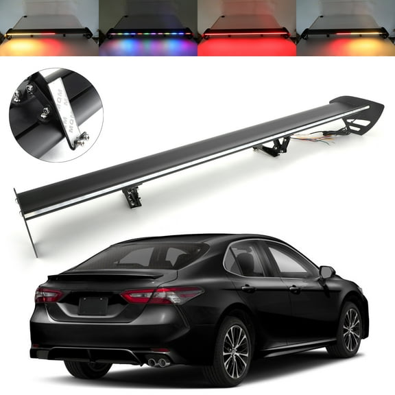 Mad Hornets Universal Hatch Adjustable Aluminum Rear Trunk Wing Racing Spoiler With LED