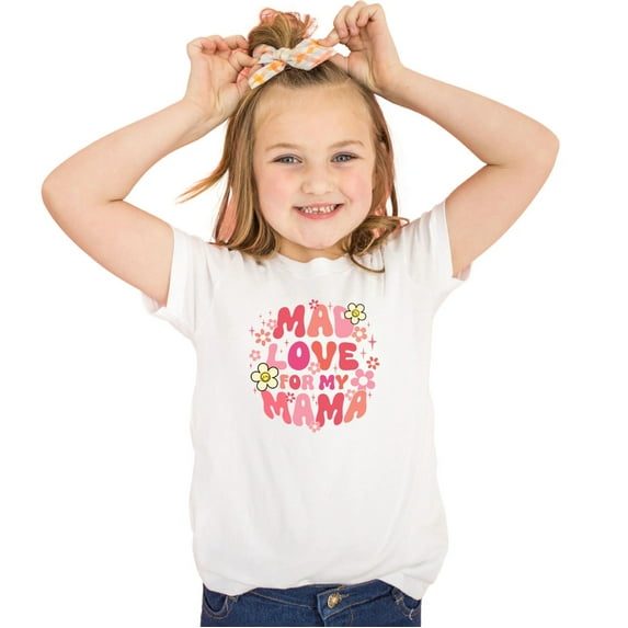 Mad Love for my Mama T-Shirt, Kids Valentines Shirt, Baby Girl Valentines Outfit, Kids Girls Valentine's Day Shirt