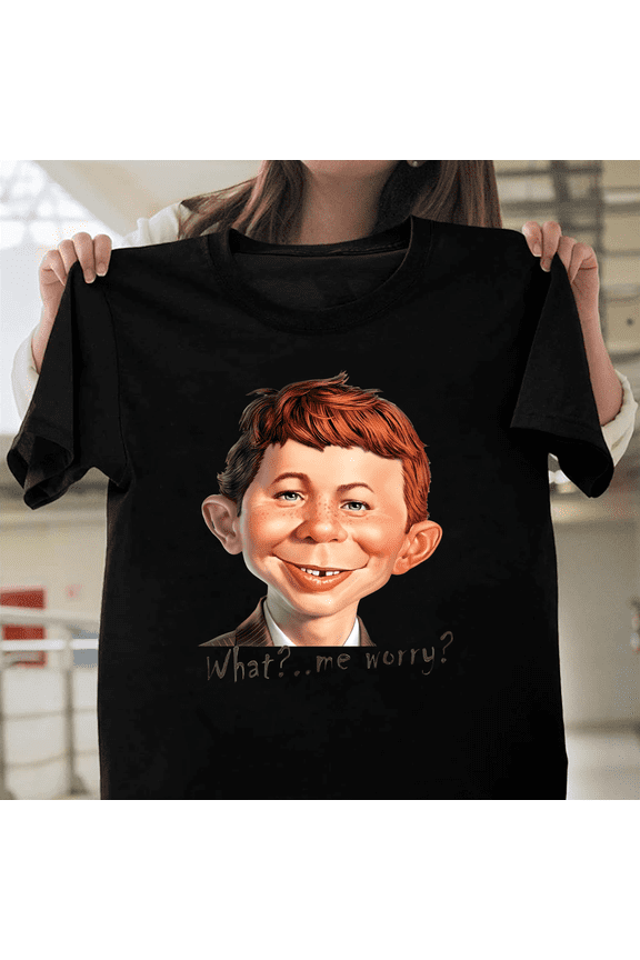 Mad Magazine Alfred E Neuman What Me Worry Funny Cartoon Mascot Vintage Unisex T-Shirt, Size Up to 5XL