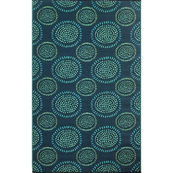 Mad Mats Abstract Outdoor Rug, Reversible Plastic Mat (Molly - Black/, 6' x 9')